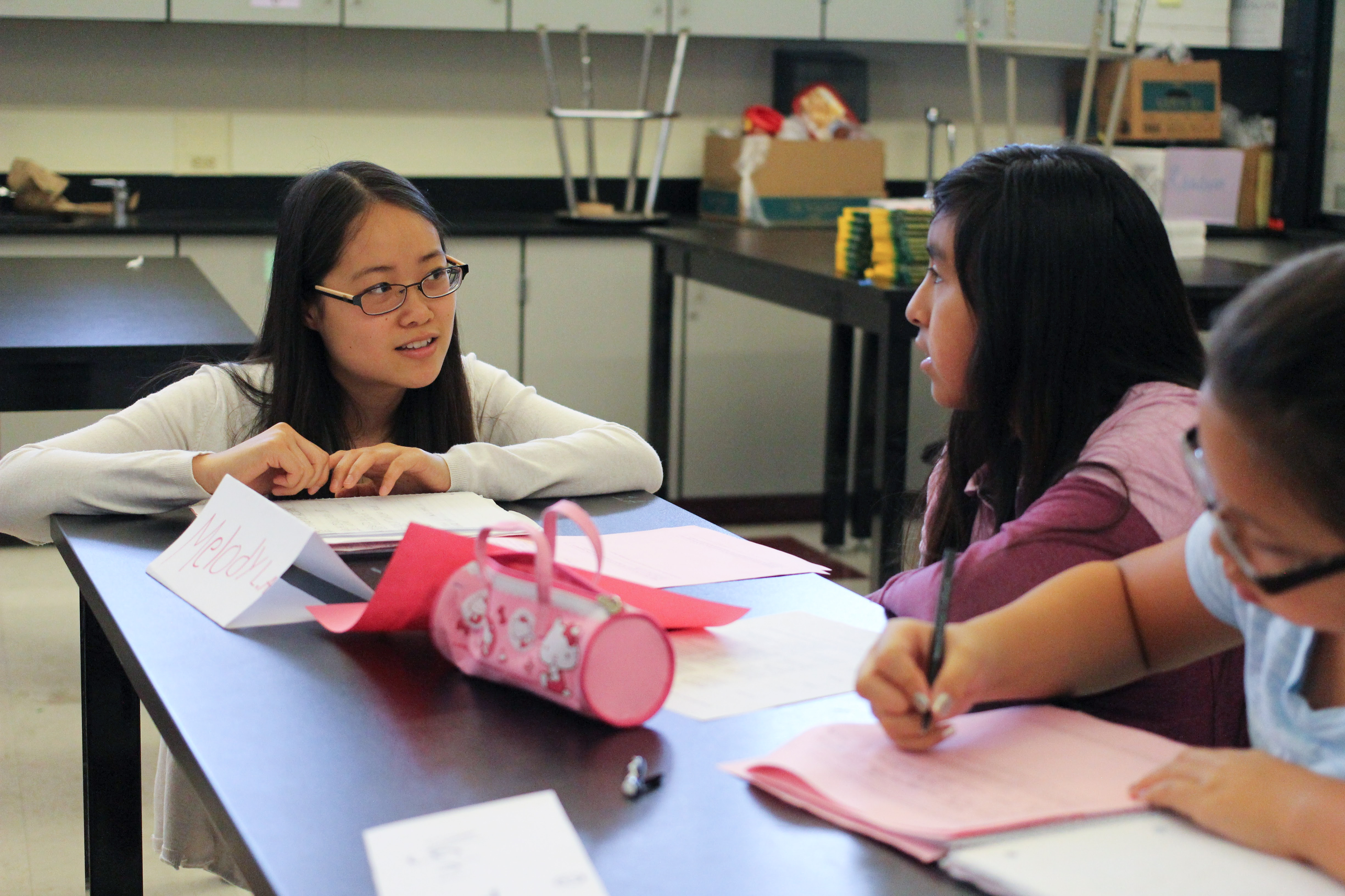 Teacher with students