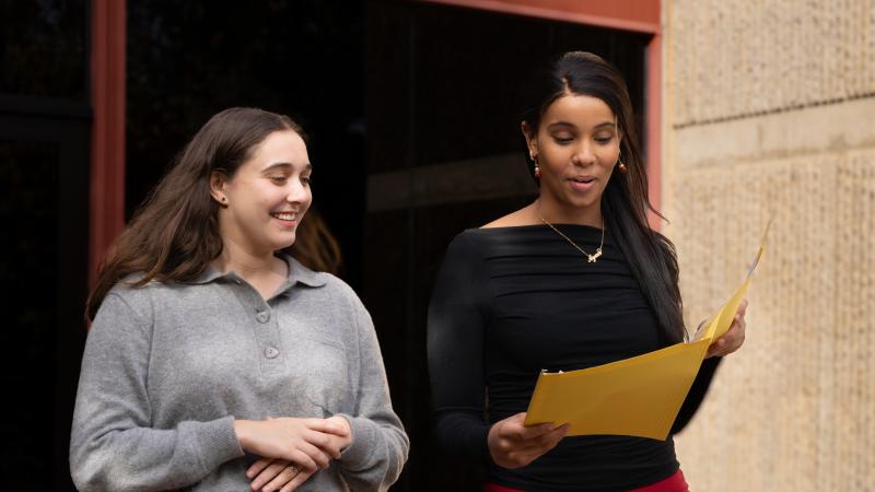 Abigail Kahn (left) and Ayan Ali (right) are GSE PhD students who helped construct the course. (Photo: Joleen Richards)