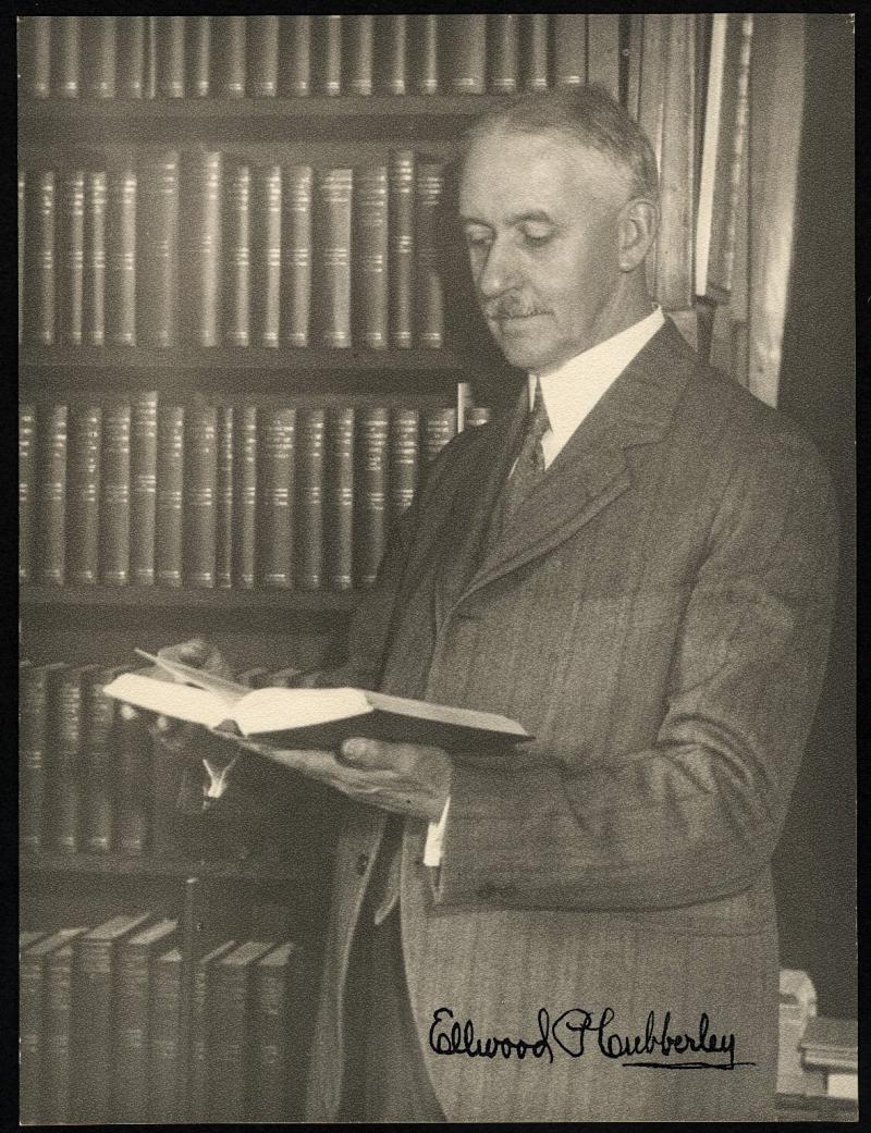 Ellwood P. Cubberley with titles in the Riverside Textbooks in Education series he wrote and edited