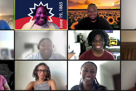 Screenshot of a zoom call with the 2023 summer cohort.