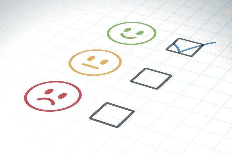 Image of checkboxes for feedback indicating good, bad or neutral