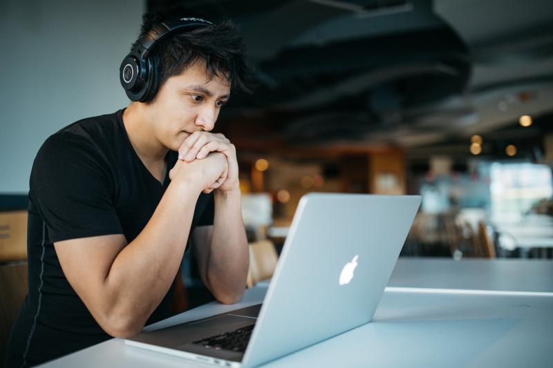 Photo of student on a computer