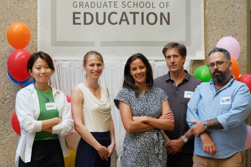 From left: GSE doctoral student Hansol Lee; GSE Assistant Professor Dora Demskzy; Sanne Smith, director of the EDS program; GSE Professor Daniel McFarland; and Klint Kanopka, PhD ’23.