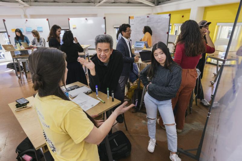 Alessandra Napoli, Ramon Segismundo, and Carina Fung discuss their collaboration with PUP Sablayan, a rural university campus in the Philippines. (Photo: Andrew Brodhead)