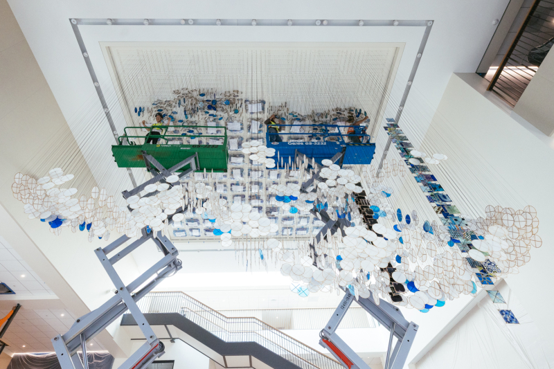 It took three installers an entire week to complete the installation of The Gravity of the Sun. (Photo: Andrew Brodhead)