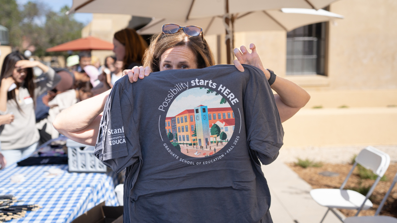 At the GSE community picnic, staff, faculty, and students received t-shirts celebrating the opening. (Photo: Joleen Richard)