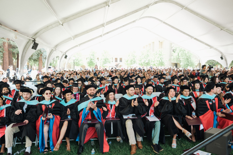 Stanford GSE students received their diplomas in a ceremony that honored their perseverance and purpose. (Photo: Ryan Zhang)