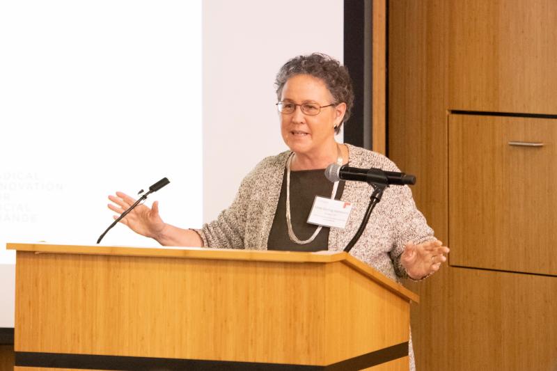 Linda Darling-Hammond, GSE professor emerita and president of the California Board of Education, gave opening remarks.