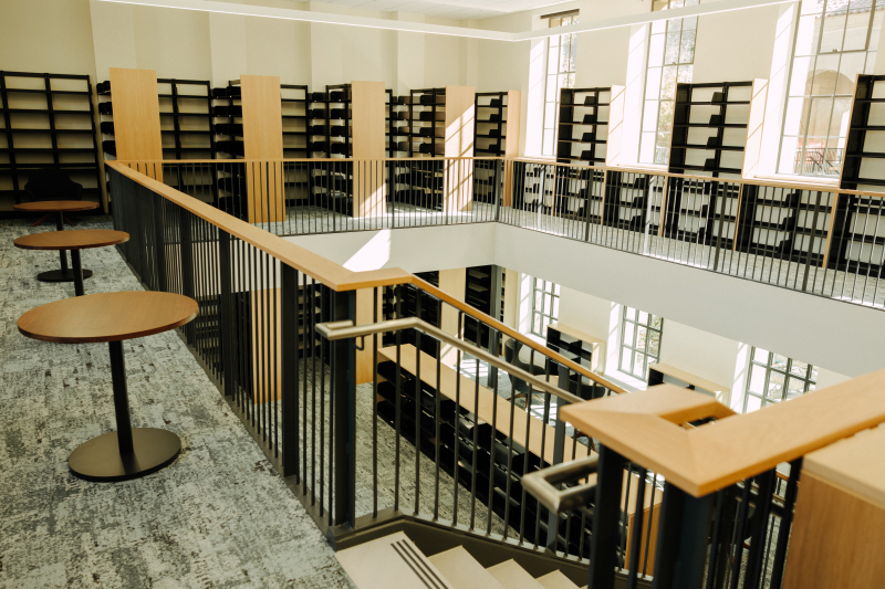 The remodeled library is two stories and filled with natural light. Books arriving soon. (Photo: Ryan Zhang)