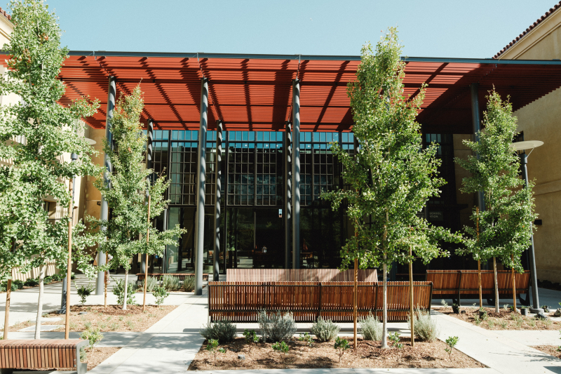 The Mary Bell Floyd Garden creates a relaxing space to sit outside the remodeled ANKO Building. (Photo: Ryan Zhang)