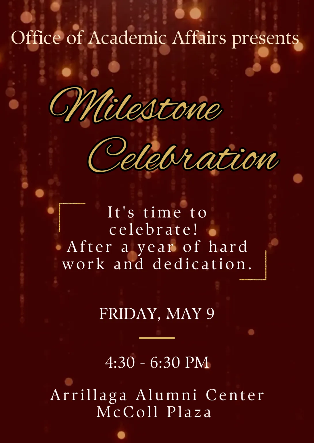 Milestone Celebration flyer