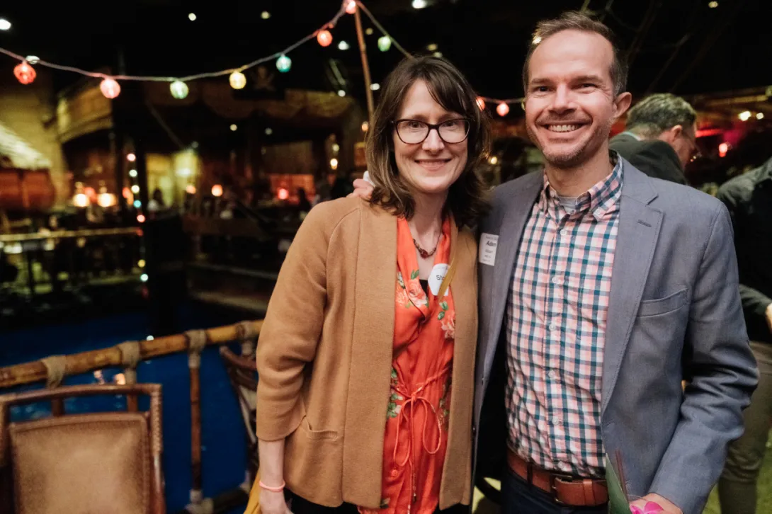 Man and woman at reception in SF