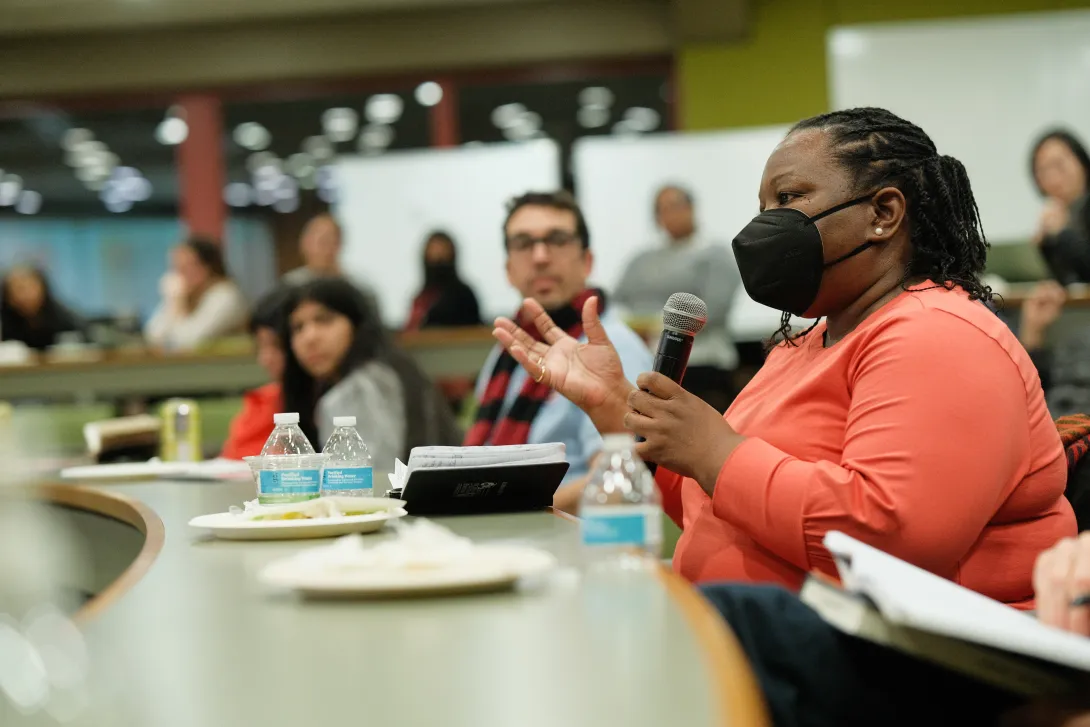 Photo of Kahdeidra Monét Martin during town-hall dialogue