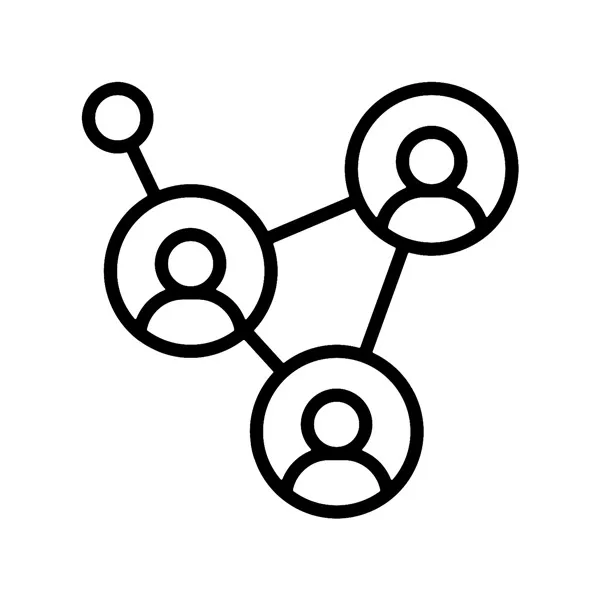 Graph of three nodes with a person silhouette in each. 