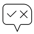 check mark and cross in a speech bubble