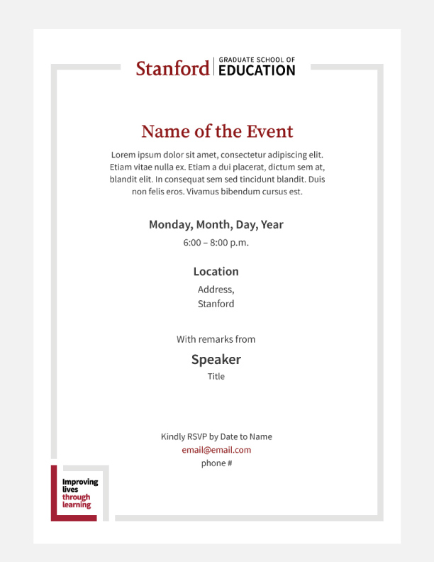 Invitation template with GSE and ILTL logos in 5 by 7