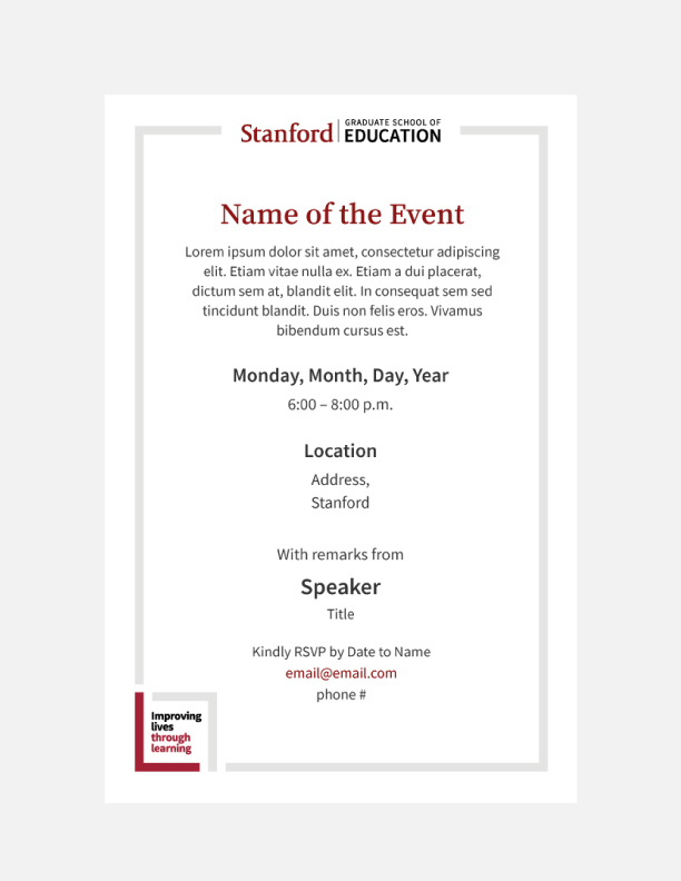 Invitation template with GSE and ILTL logos in 5 by 7