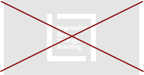 Improving lives through learning signature (white color against light gray background crossed out)
