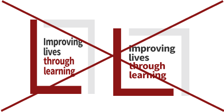 Improving lives through learning signature (full color skewed crossed out)