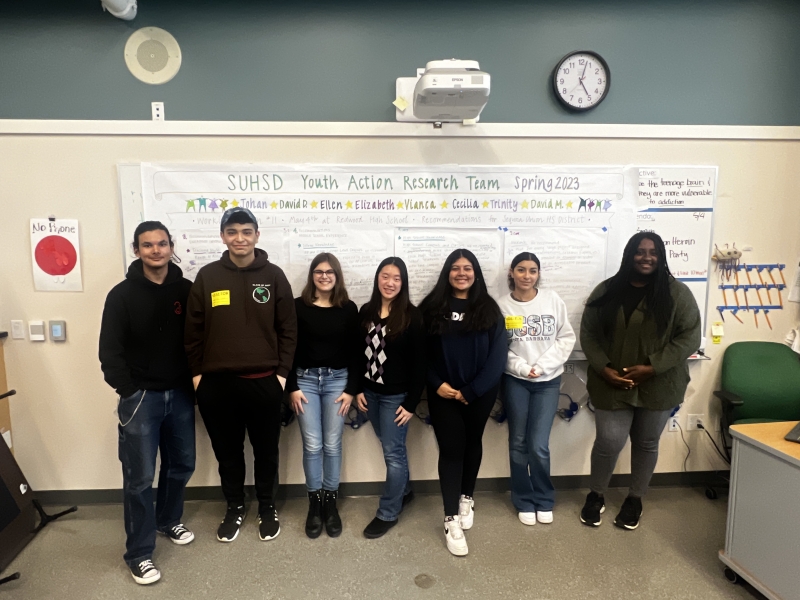 SUHSD Youth Action Research Team standing in front of their poster