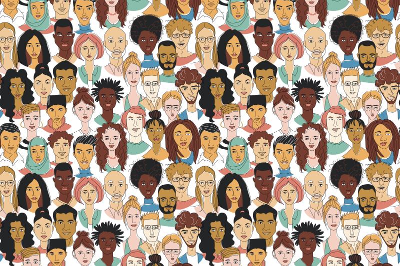 Image of many faces reflecting diversity