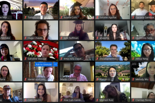 Screenshot of attendees on a Zoom conference call.