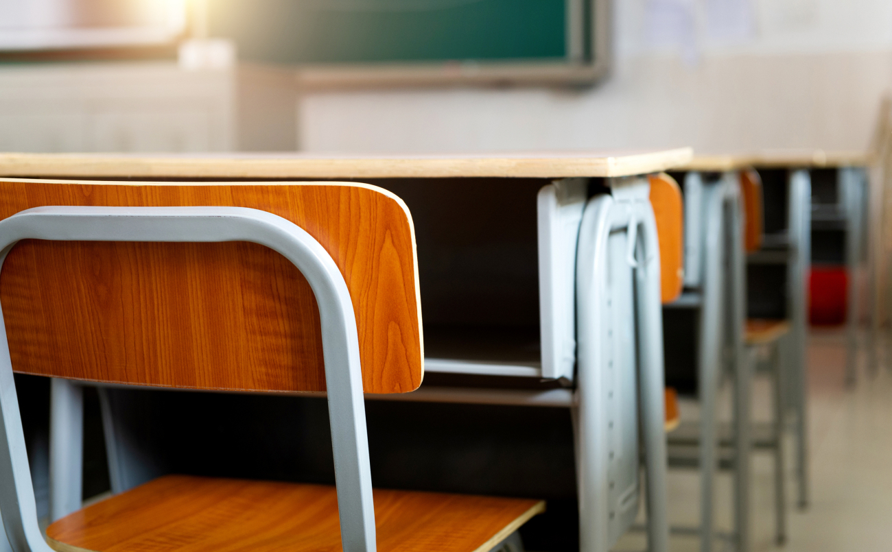 Empty chairs in a classroom