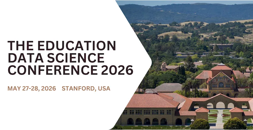 title of the education data science conference with a picture of stanford campus