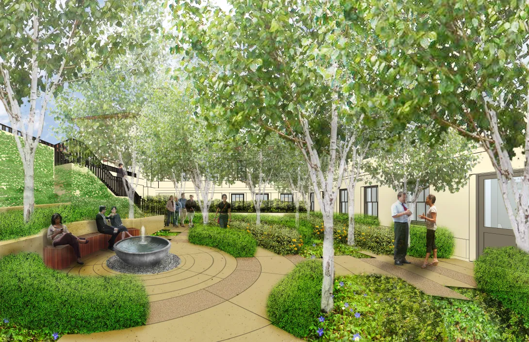Rendering of a sunken garden